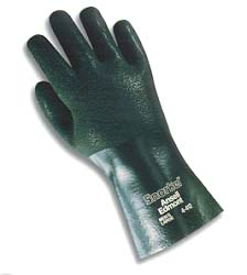 GLOVE PVC GREEN NITRILE;DIP 14 IN ROUGH FINISH - Latex, Supported